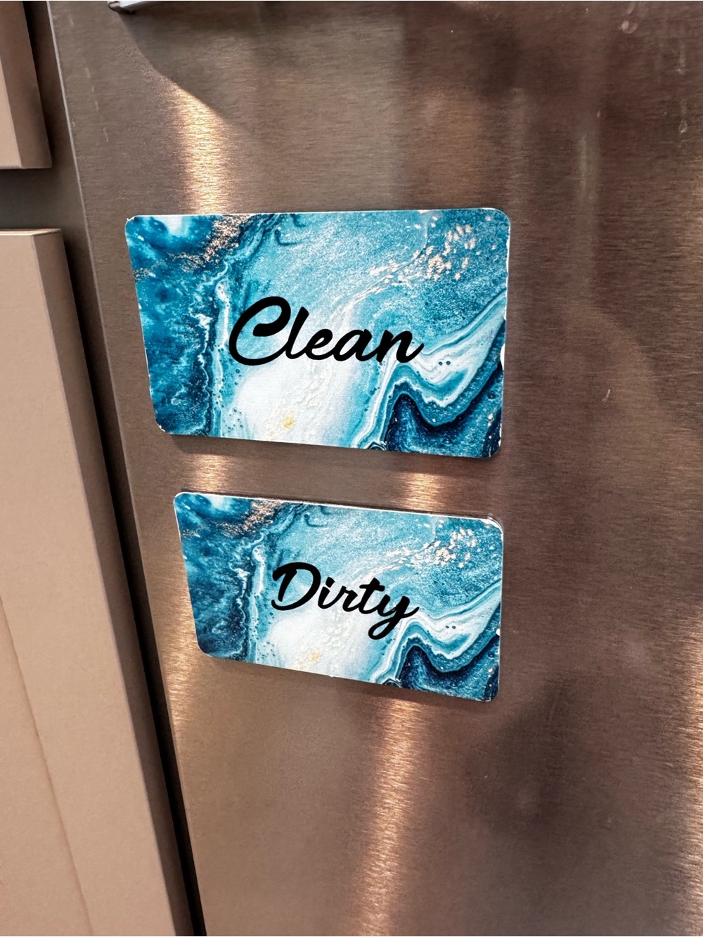 Magnetic Dishwasher Clean/Dirty Sign Set - Blue Marble